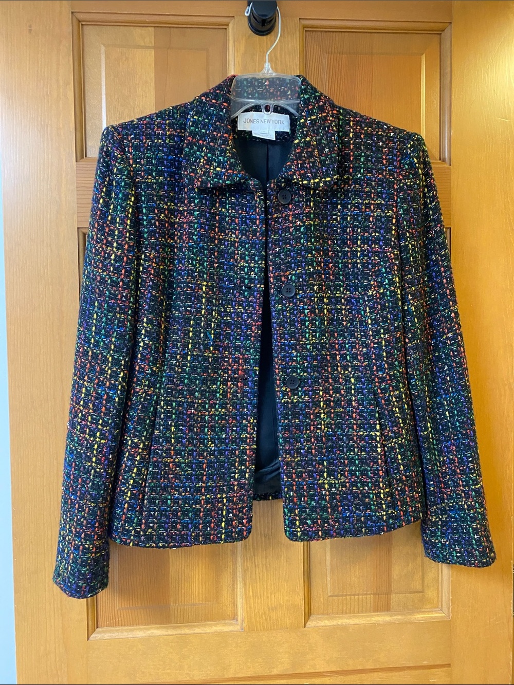 Jones New York Black Tweed Jacket with Multicolor Flecks